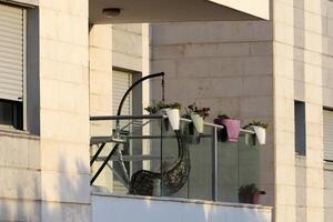 Balcony, close-up, as an architectural detail during housing construction in Israel photo