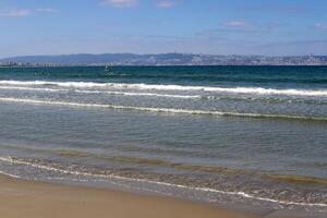 Sandy beach on the shores of the Mediterranean Sea in northern Israel. photo