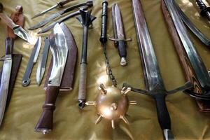 Warrior's safety weapons to protect different parts of the body. photo