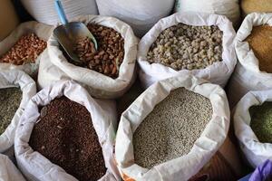 Spices are sold at a bazaar in Israel photo