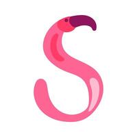English Letter S In Shape Of Flamingo Pink Bird vector