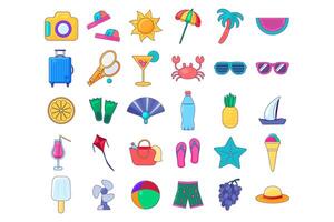 Summer Seaside Outline Set vector