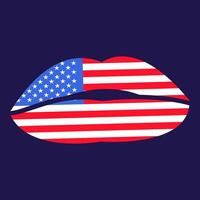 Estados Unidos bandera festivo niña labios vector