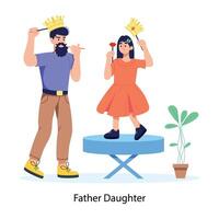 Trendy Father Daughter vector