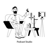 Trendy Podcast Studio vector