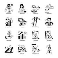 Set of Career Development Doodle Icons vector