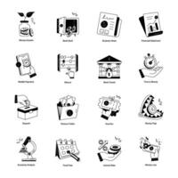 Collection of Finance Handling Doodle Icons vector