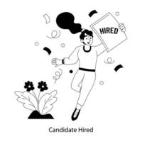 Trendy Candidate Hired vector