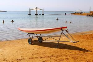 The Dead Sea is a closed, endorheic body of water in the Middle East between Israel and Jordan. photo