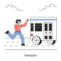 Trendy Chasing Bus vector