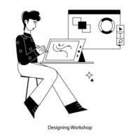 Trendy Designing Workshop vector