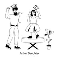 Trendy Father Daughter vector