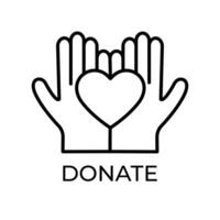 Hands holding heart outline icon. Editable stroke. Symbol for non-profit organization, charity or donation, fundraising event vector