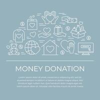 Money donation poster with place for the text. Fundraising, donation or charity event card template vector