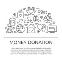 Money donation poster with place for the text. Fundraising, donation or charity event card template vector