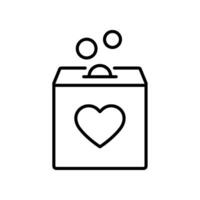 Donation box outline icon. Editable stroke.Fundraising symbol. vector