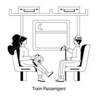Trendy Train Passengers vector