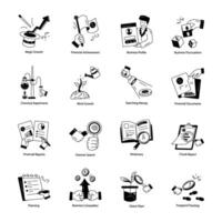 Trendy Collection of Doodle Style Growth Icons vector
