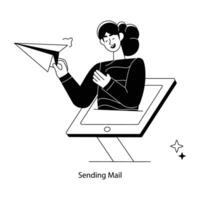 Trendy Sending Mail vector