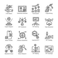 Collection of Linear Style Crypto Icons vector