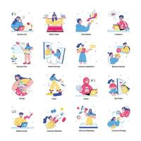 Collection of Trading Hand Drawn Mini Illustrations vector