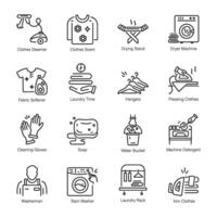 Collection of Laundry Supplies Line Style Icons vector