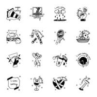 Typographic Pack of Sorry Glyph Stickers vector