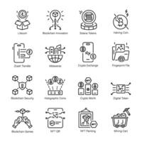 Trendy Linear Icons Depicting Blockchain Technology vector