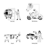 Set of Transportation Glyph Illustrations vector