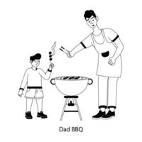 Trendy Dad BBQ vector