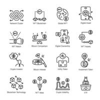 Trendy Linear Icons Depicting NFT Market vector