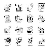 Collection of Doodle Style Research Icons vector