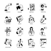Collection of 16 Business Doodle Icons vector