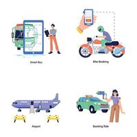 Set of Transportation Flat Illustrations vector