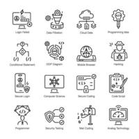 Bundle of Programming Components Linear Icons vector