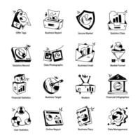 Collection of Business Insights Doodle Icons vector