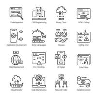 práctico colección de programación componentes lineal íconos vector