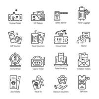 Handy Linear Icons Depicting Travel Tickets vector