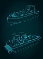 Stylized illustrations of speedboat vector