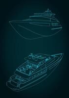 Luxury yacht illustrations vector