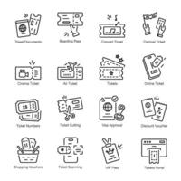 Set of 16 Tickets and Passes Linear Icons vector