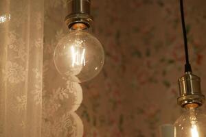 lighting decor. bulb with warm white light photo