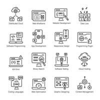 moderno paquete de dieciséis programación lineal íconos vector