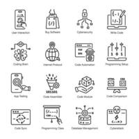 Set of Programming and SEO Services Linear Icons vector