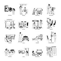 Collection of Public Transport Glyph Illustrations vector