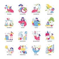 Collection of Sustainability Doodle Mini Illustrations vector