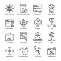 Pack of Coding and SEO Linear Icons vector