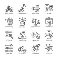 Set of NFT Trading Linear Icons vector