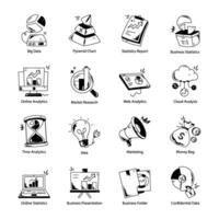 Bundle of 16 Market Insights Doodle Icons vector