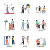 Trendy Flat Character Illustrations of Interview Process vector